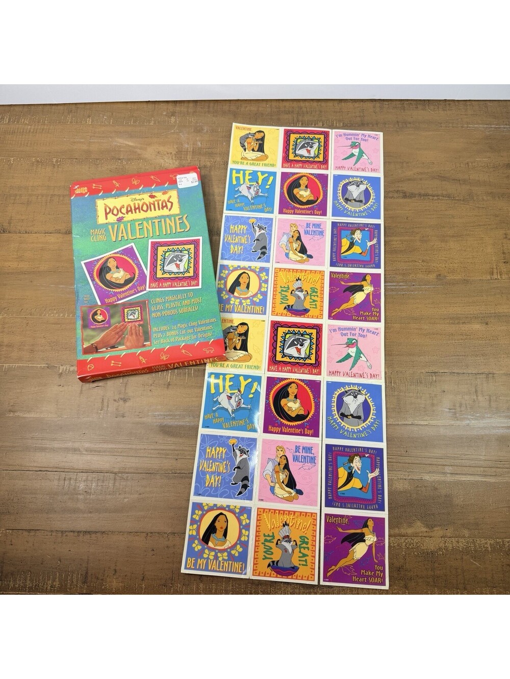 Vintage Disney Pocahontas Cling Valentines Mello Smello Original Package 24 Ct